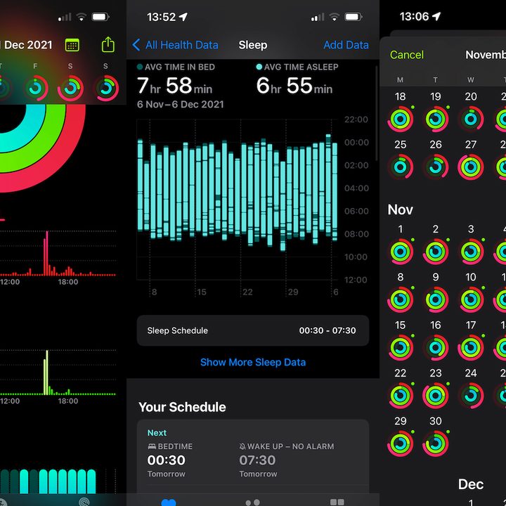 Apple Watch Series 7 Health app data.