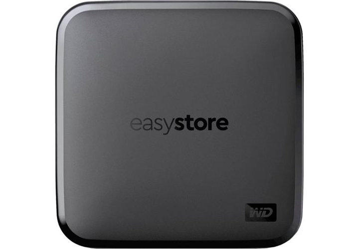 WD easystore external hard drive on a white background.