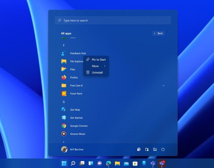 Uninstalling a system app in Windows 11.