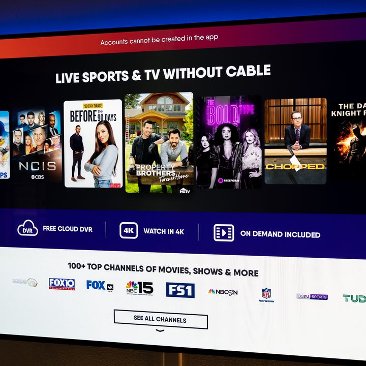 FuboTV interface on a TV.