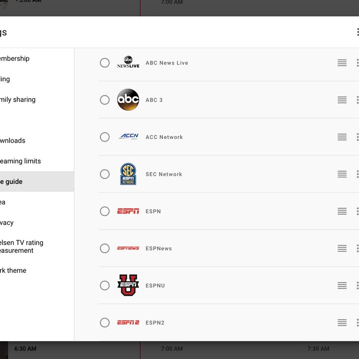 YouTube TV custom listings.