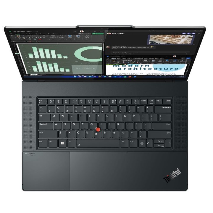 An aerial view of a Lenovo ThinkPad Z16 laptop.