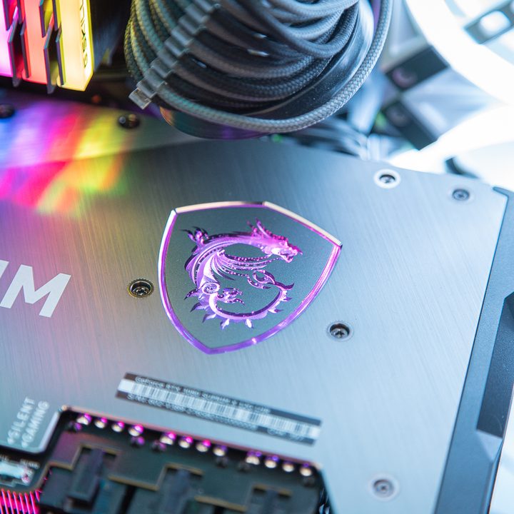 RTX 3080 RGB shield logo.