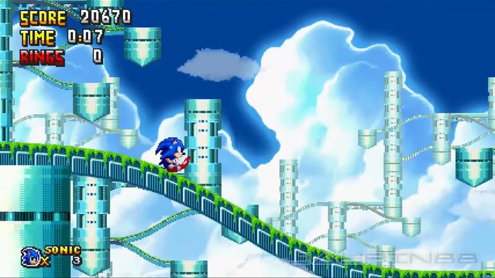 Sonic rolling down a slope.