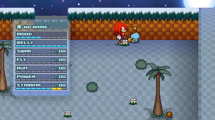 Knuckles feeding a chao.