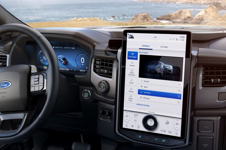 2022 Ford F-150 Lightning interior.