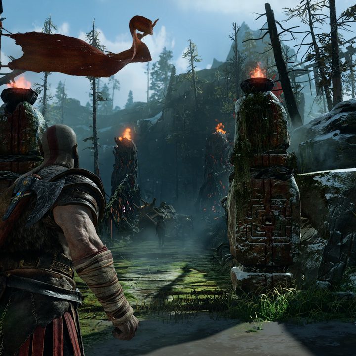 Kratos approaching Brok in God of War.