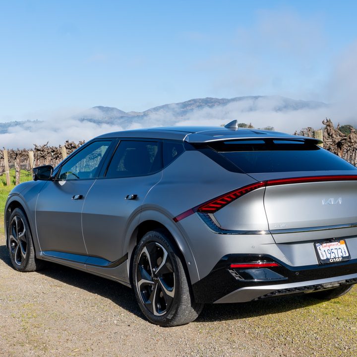 Kia EV6 next to a vineyard