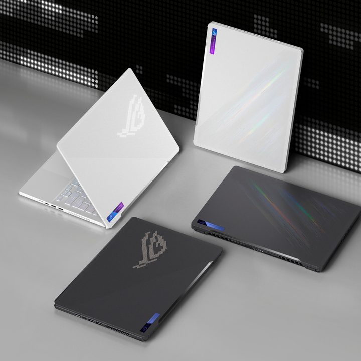 Two eclipse white and two midnight grey versions of the 2022 models of the Zephyrus G14.
