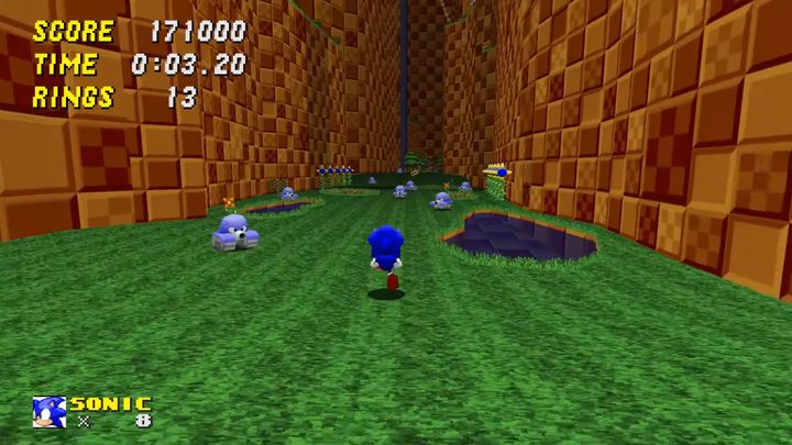 Sonic running by some tank enemies.