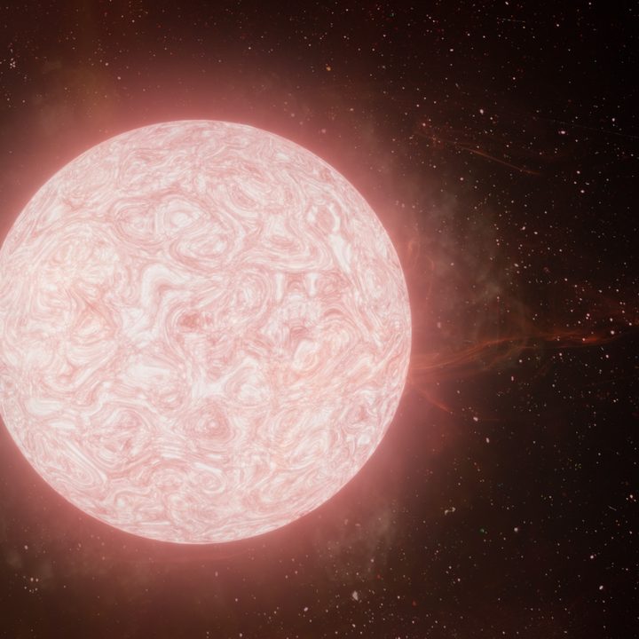 An artist’s impression of a red supergiant star in the final year of its life emitting a tumultuous cloud of gas.