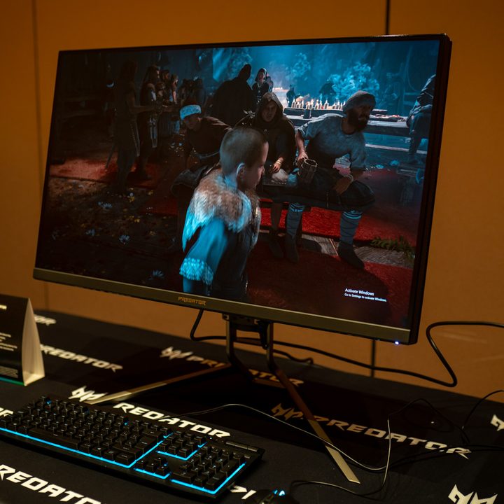 Assassin's Creed Valhalla on Acer Predator X32 gaming monitor.
