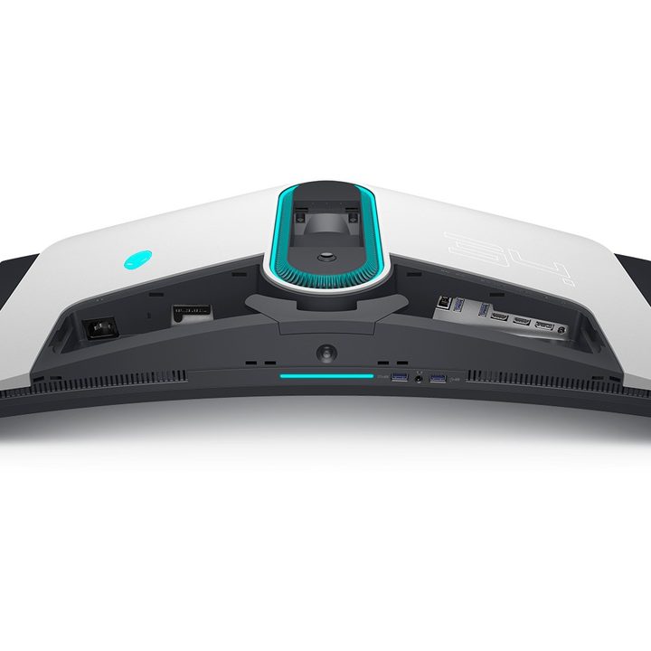 The backside and underside of the Alienware monitor.