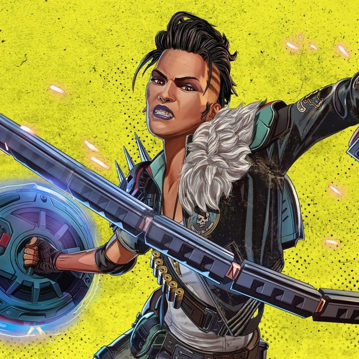 Mad Maggie poses in Apex Legends key art.
