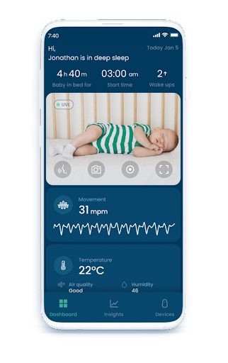 Track all of your baby's sleep health through the Babysense app.
