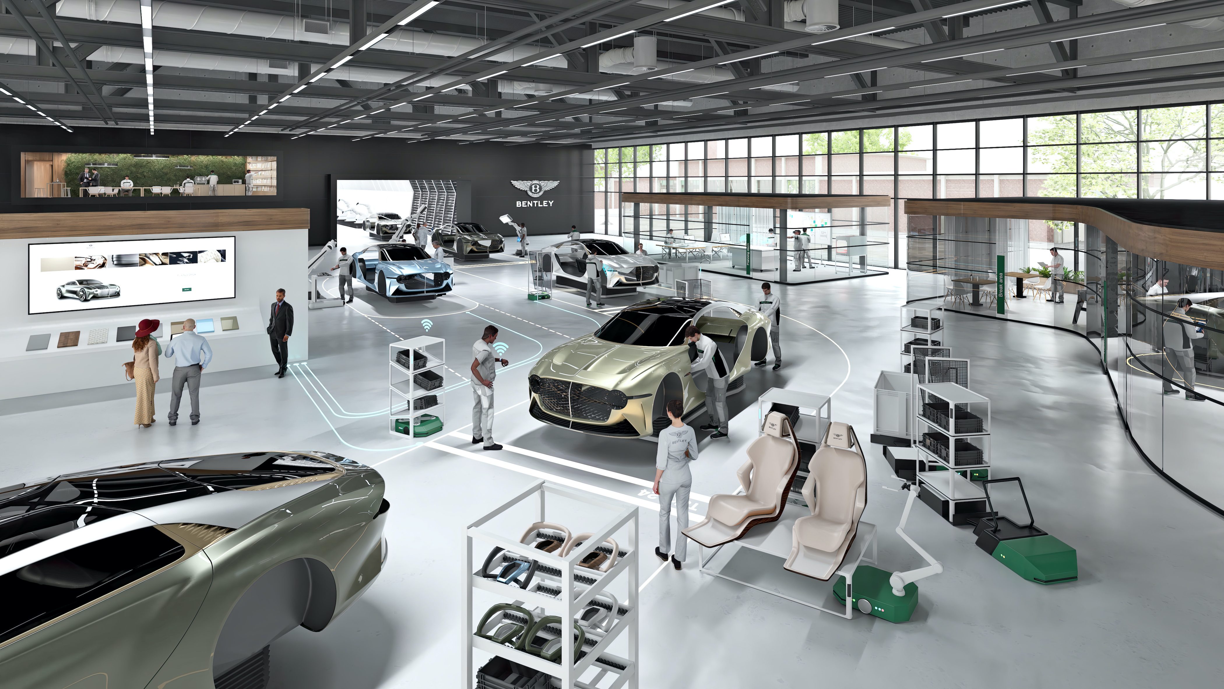 Bentley BEV production line rendering.