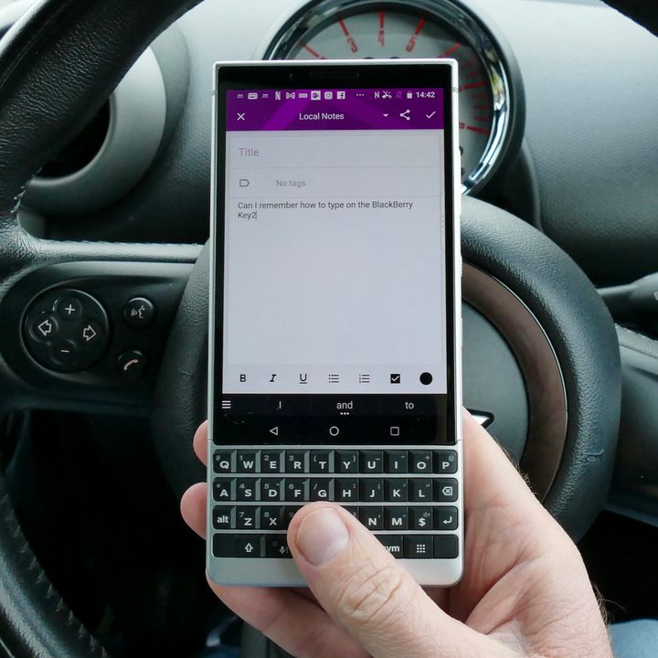 BlackBerry Key2 seen from the front.