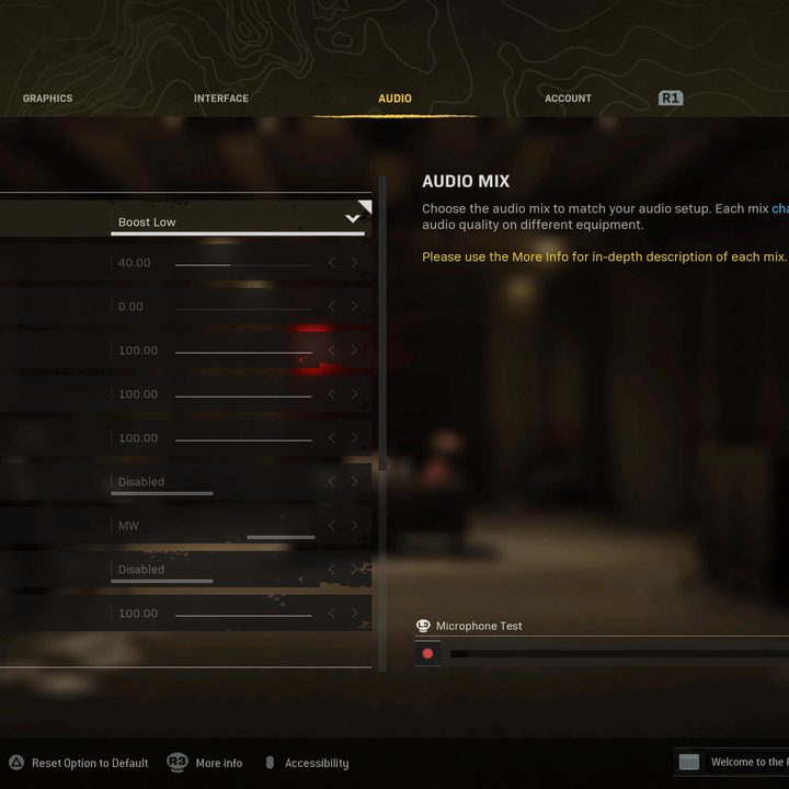 Audio settings in Warzone.