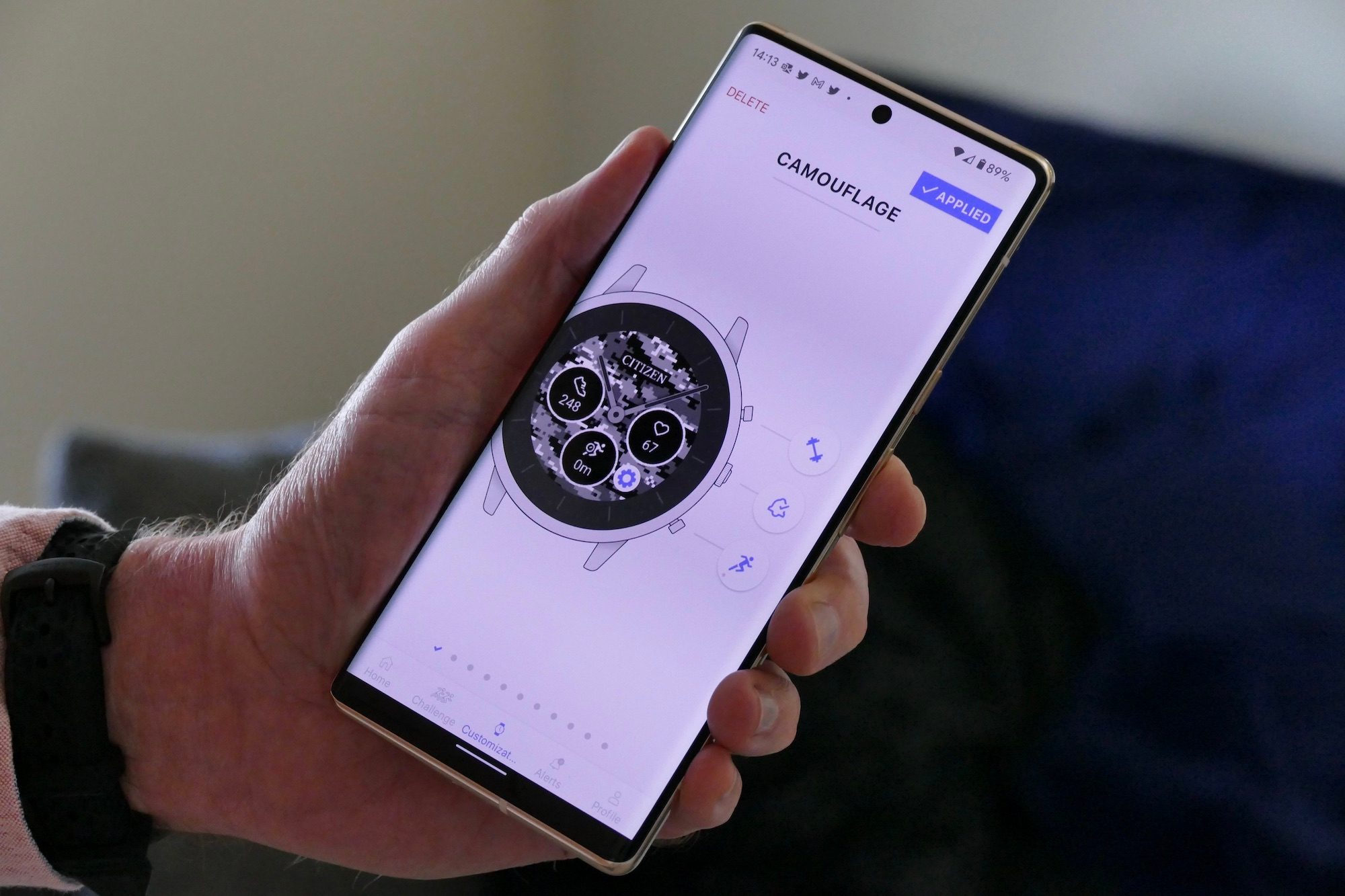 Citizen CZ Smart Hybrid app watch face settings.