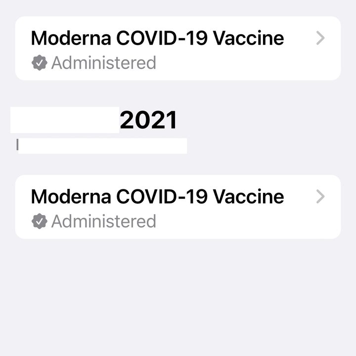 Covid 19 vaccine info in the health app.