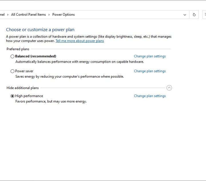 Windows power plan.