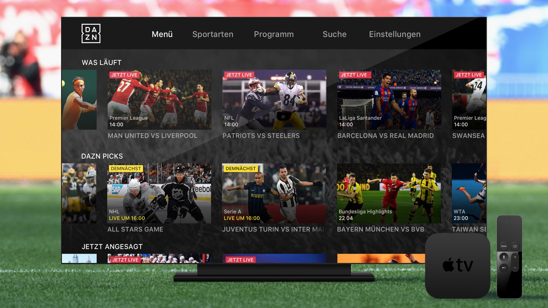 DAZN app on Apple TV.