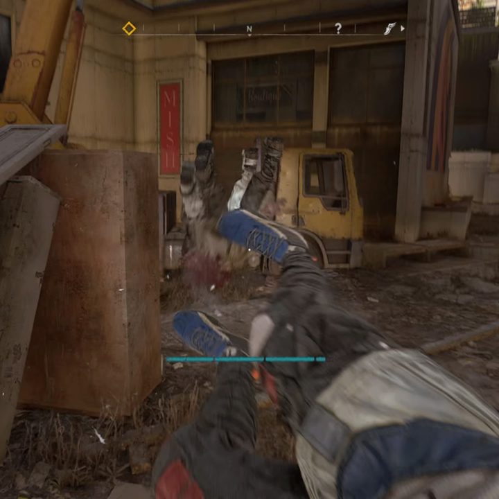 A player dropkicks two zombies in Dying Light 2.