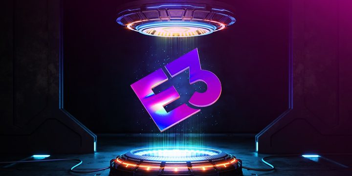 A purple E3 logo floats in the air.
