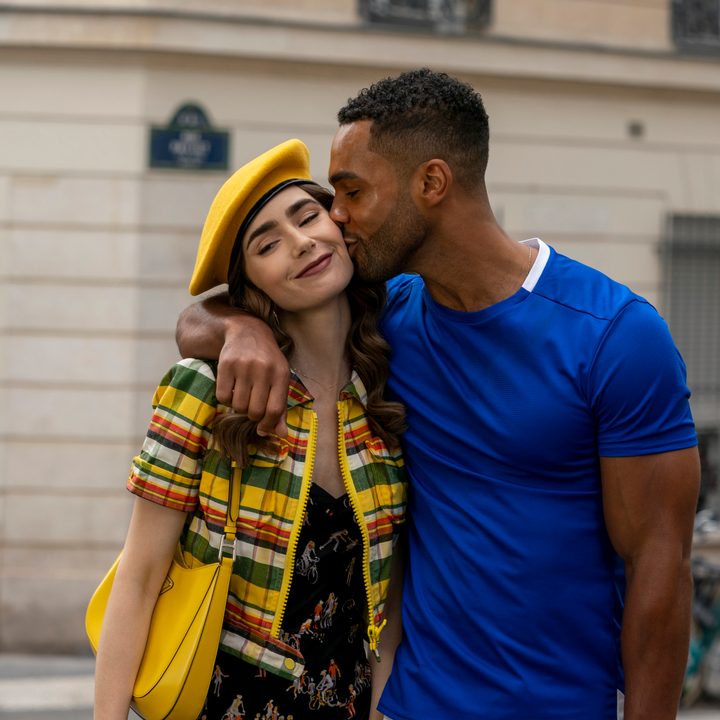 Lilly Collins and Samuel Arnold in Emily in Paris on Netflix.