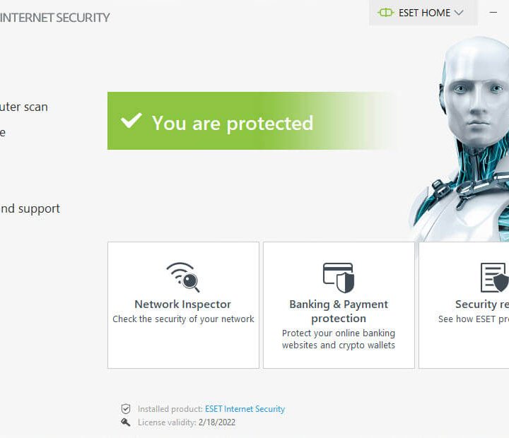 ESET Security menu screen.