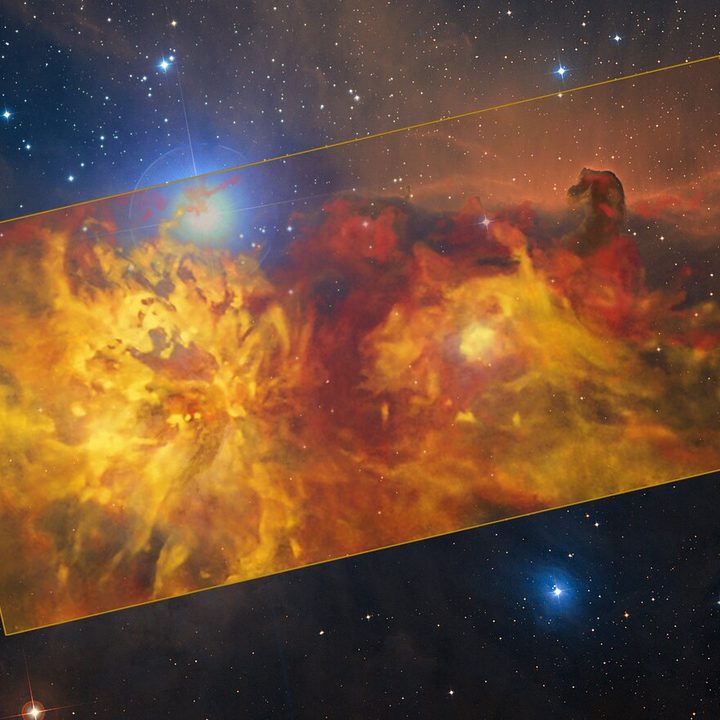 The Flame Nebula region as seen with APEX and the DSS2.
