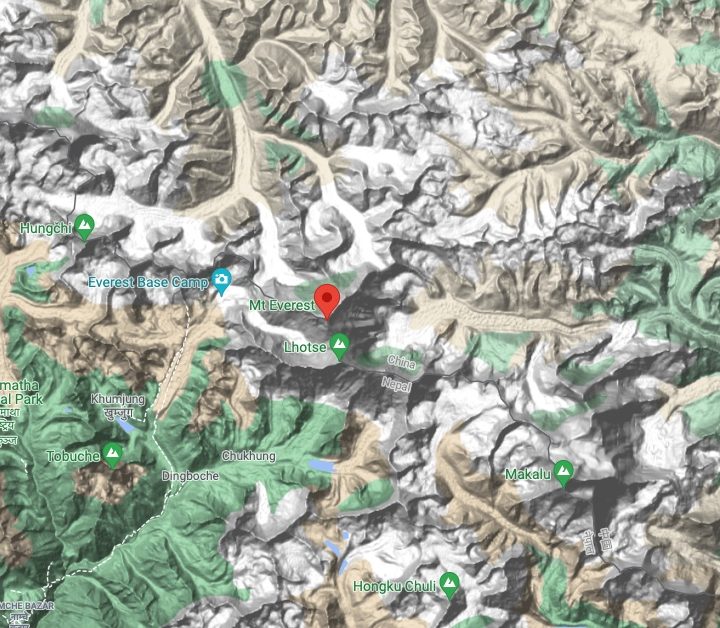 Mount Everest on Google Maps.