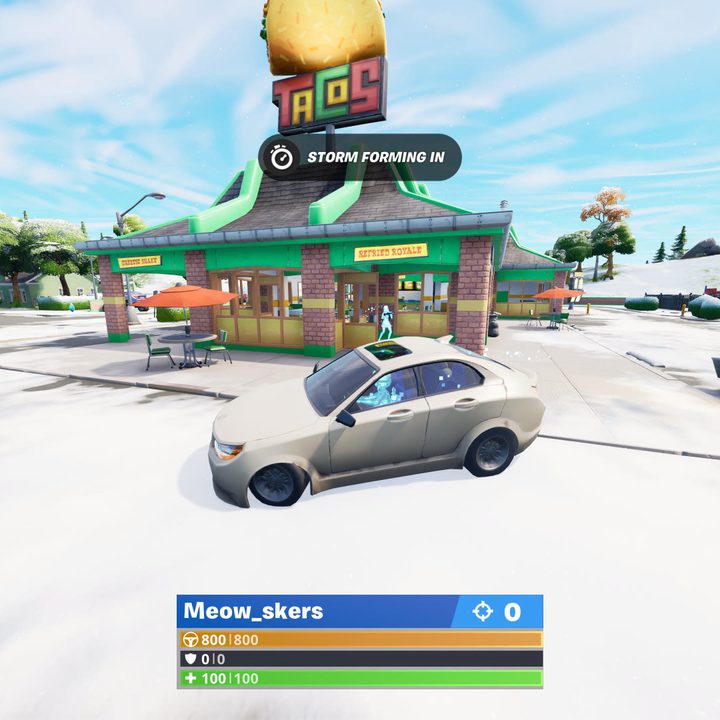 Driving car in Fortnite.