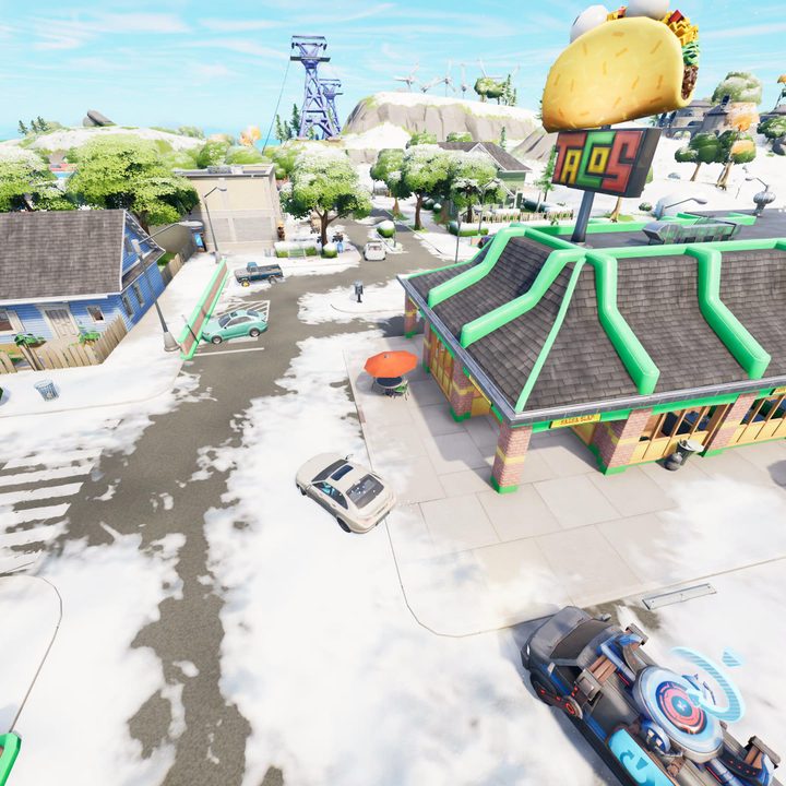 Greasy Grove in Fortnite.