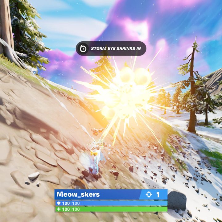 An explosion in Fortnite.