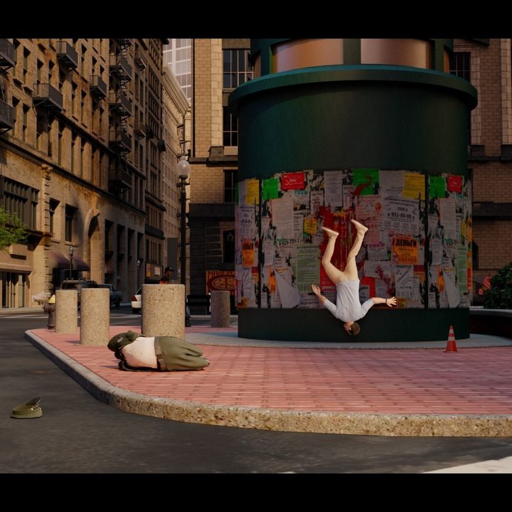 An early visual effects scene from Free Guy.