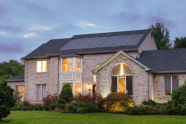 House with solar shingles.