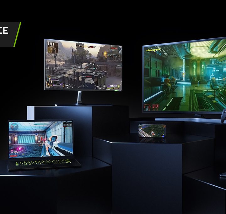 Several devices display GeForce Now games.