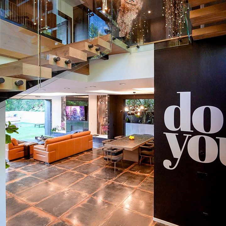 A staircase in the luxury smart home featured in episode 3 of Genius Home.