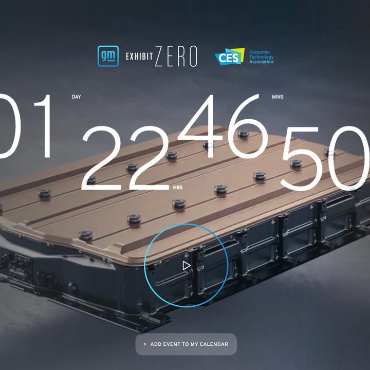 GM CES 2022 keynote teaser page.