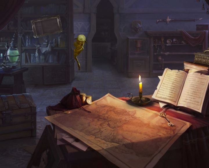 Concept art for Project Golden Nekker shows a goblin looking at a map.