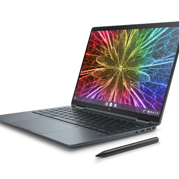 The HP Elite Dragonfly Chromebook with its 13.5-inch screen open.