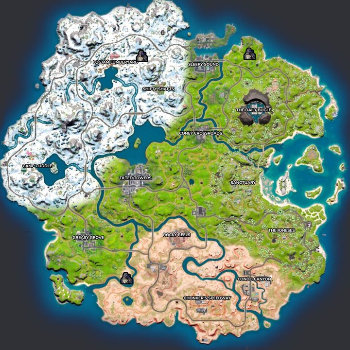 Map of IO Forces in Fortnite.