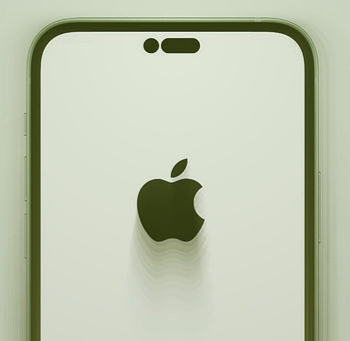 Artist's render of the iPhone 14 with a pill-shaped cutout in the screen.