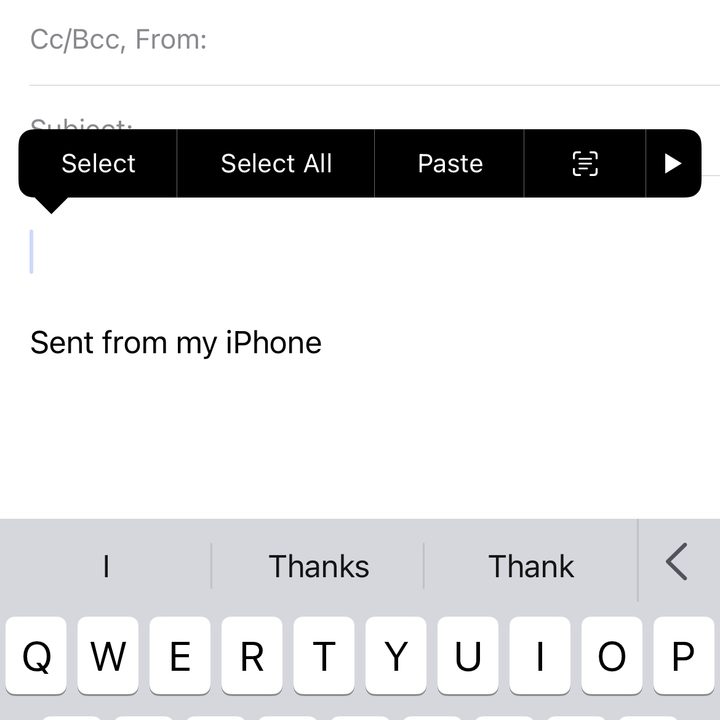 Paste text on iPhone