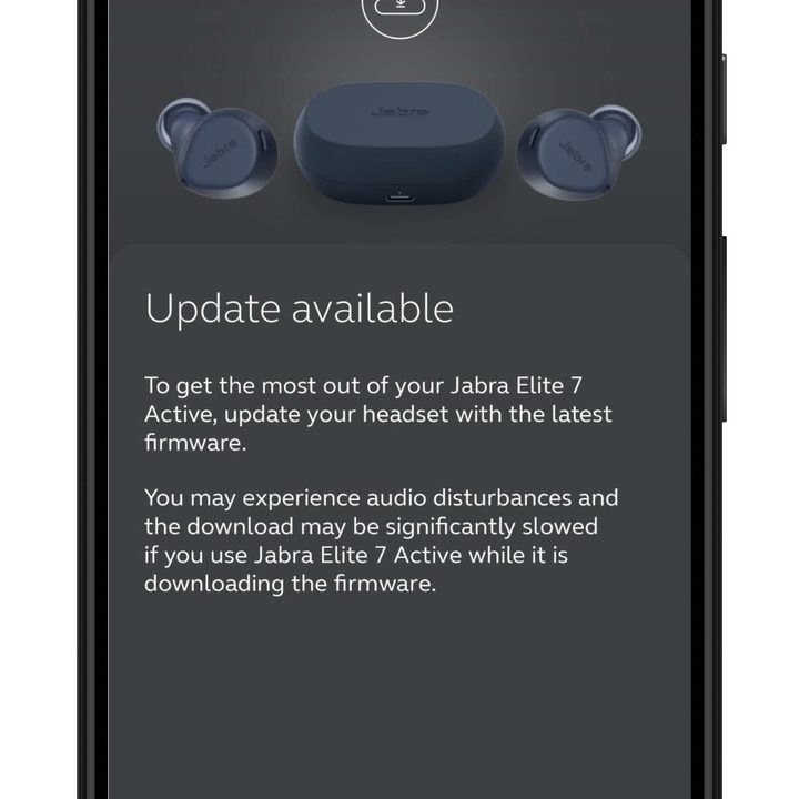 Jabra Sound+ Bluetooth Multipoint firmware update screenshot.