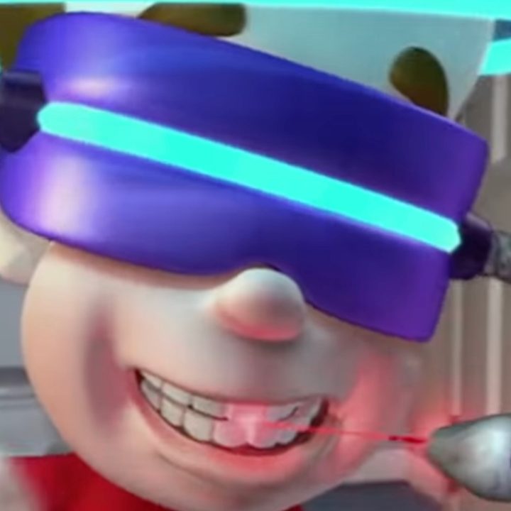 Jimmy Neutron using his smart house toothbrush.