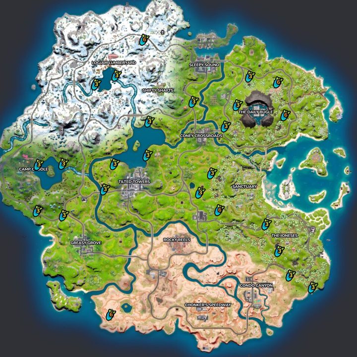 Map of Klomberries in Fortnite.