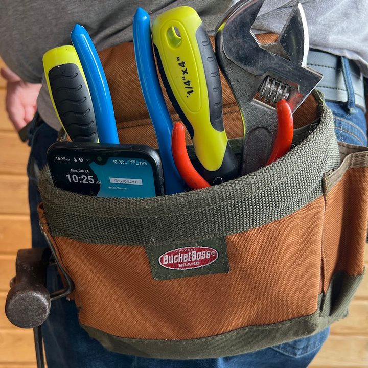 The Kyocera Durasport 5G feels at home in a toolbelt.